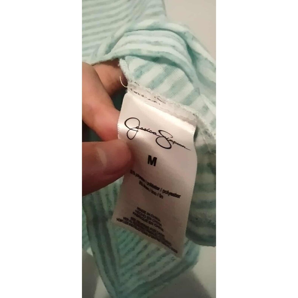 Jessica Simpson | Aqua Striped Flutter Sleeve Tank Top M - Picture 3 of 5